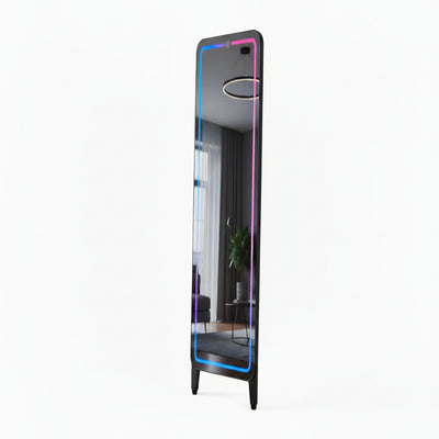 Smart Fitness Mirror for Home Gym Workout, 32" Touchscreen & Open System, No Subscription Fees, Support Fitness Apps, Wall Mount & Free Standing, Can Be Used with Home Workout Equipment