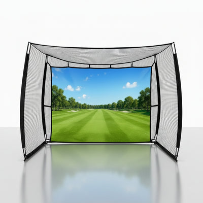 Mobile Golf Simulator Net – 10Ft Compact Practice Net with Steel Frame & Impact Screen – Indoor & Outdoor Golf Training for Backyard, Garage & Home Sim Setup
