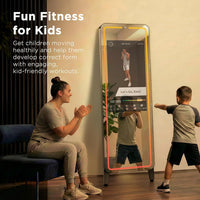 Smart Gym Mirror for Home Workouts, 32" HD Touchscreen with Android OS, 63" Full-Length Mirror, No Subscription Required, Fitness App Support, Voice Control & Music Sync LED Light Strip
