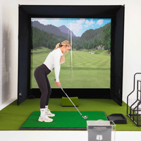 Golf Simulator Enclosure Built for Indoor Practice, Professional Impact Screen, 7 Size Options, Side Barriers