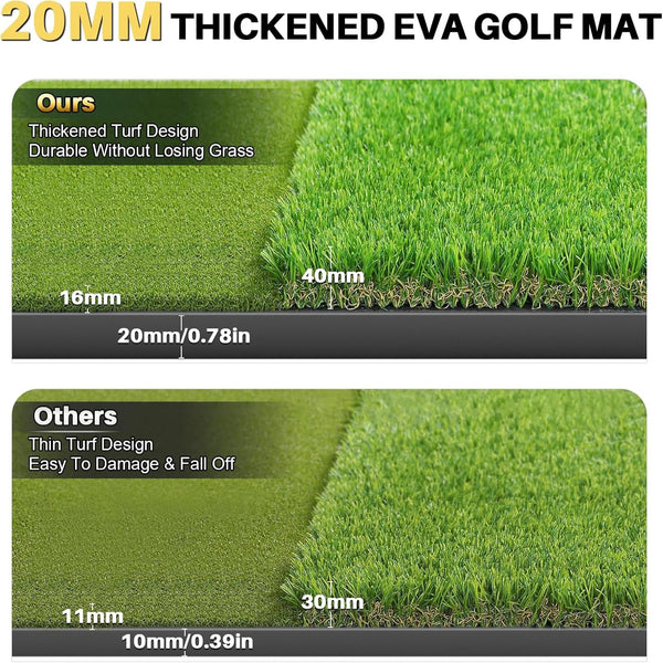 Golf Hitting Mat 6X4Ft with Updated 20Mm EVA Base & 40Mm Golf Turf | Golf Mats Practice Outdoor & Indoor for Golfers of All Levels, Golf Practice Mat with 9 Holes/Tees for Driving Chipping