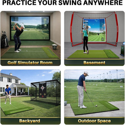Golf Hitting Mat 6X4Ft with Updated 20Mm EVA Base & 40Mm Golf Turf | Golf Mats Practice Outdoor & Indoor for Golfers of All Levels, Golf Practice Mat with 9 Holes/Tees for Driving Chipping