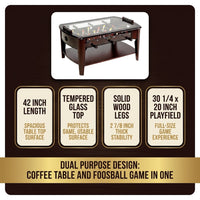 42” Foosball Coffee Table, Soccer, Accessories Included by — Results & Stats