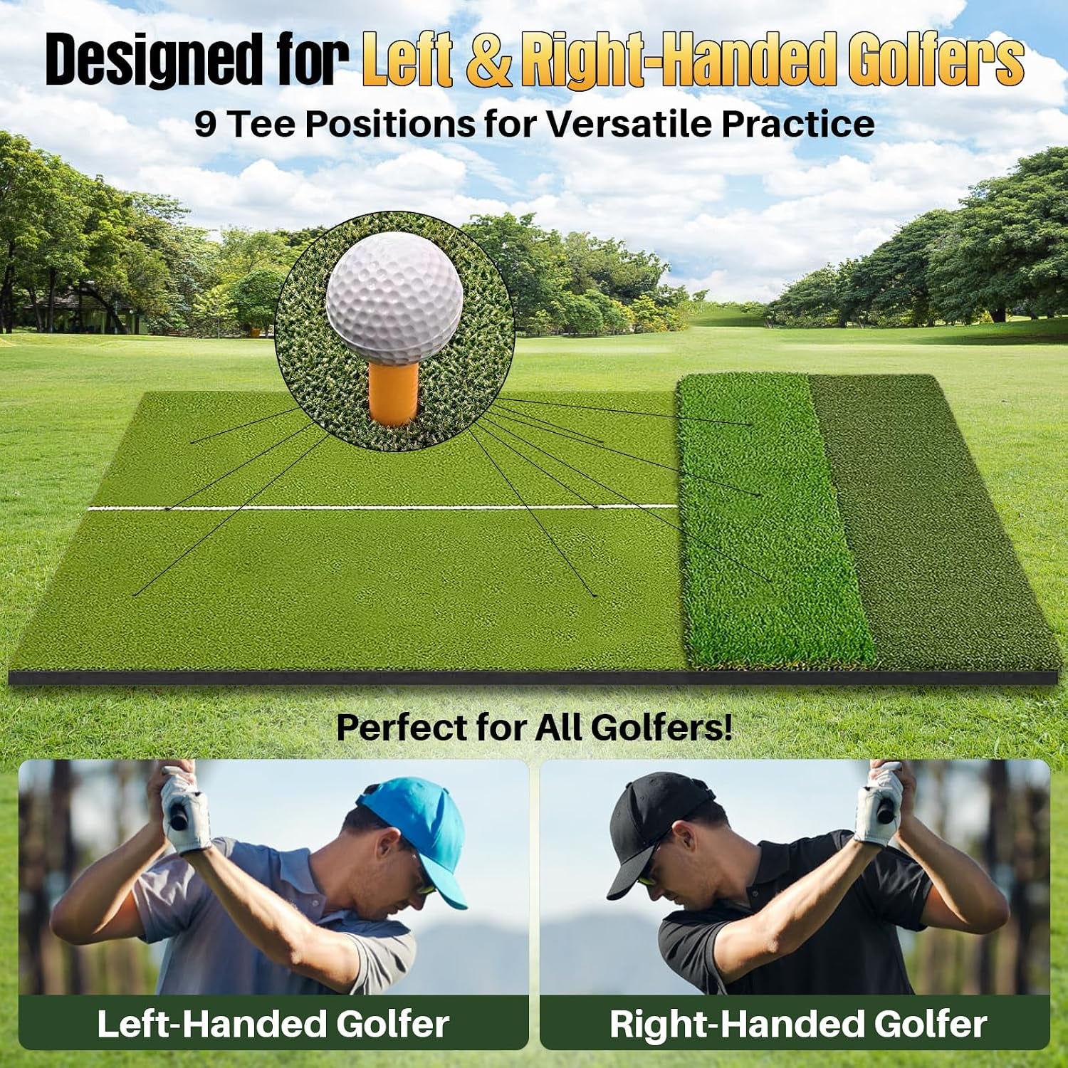 Golf Hitting Mat 6X4Ft Golf Mats Practice Indoor Outdoor with 20Mm EVA Base Golf Practice Mat with 9 Hitting Holes Ideal for All Levels