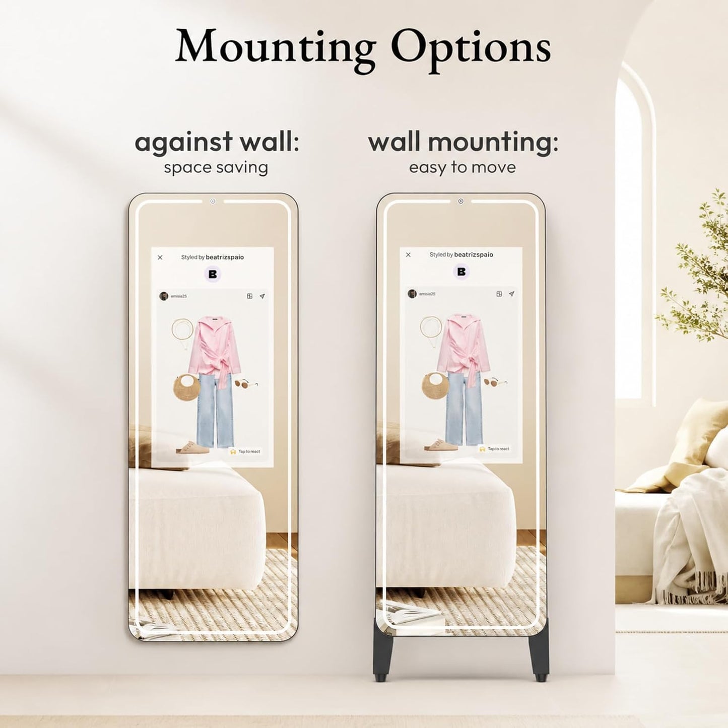 Smart Gym Mirror with 32 Inch FHD Touchscreen, Full-Length Fitness Mirror | 63" Smart Fitness Mirror with Android OS, Voice Control, Ideal for Home Gym, Yoga, Dance and Full-Body Workouts