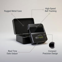 Golf Launch Monitor and Golf Simulator with Metal Protective Case — infographic