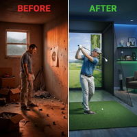 Golf Simulator Enclosure Kit 10 X 8 Ft, 4K-Ready Dual-Layer Projection Impact Screen, Safety Side Netting & Thick Foam Edge Padding for Indoor Home Garage Golf Cage Practice Training — Before & After