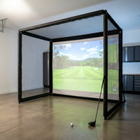 Golf Simulator Enclosure Kit 10 X 8 Ft, 4K-Ready Dual-Layer Projection Impact Screen, Safety Side Netting & Thick Foam Edge Padding for Indoor Home Garage Golf Cage Practice Training — Studio Shot