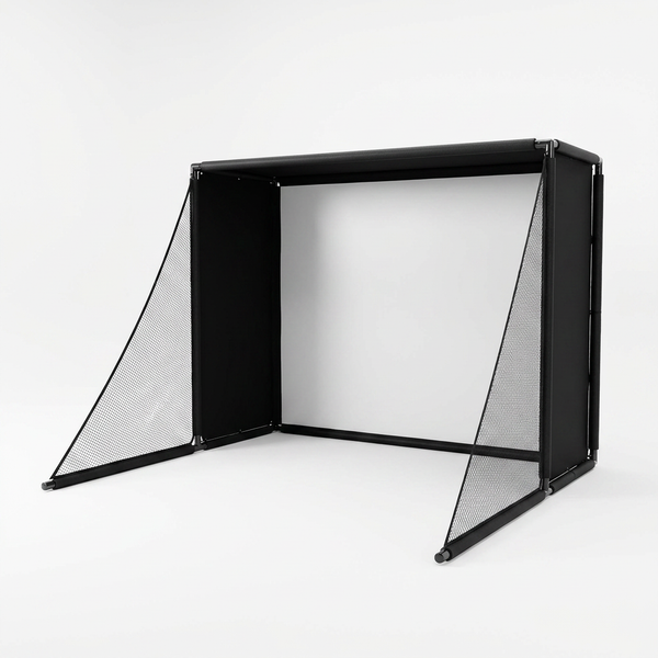 Golf Simulator Enclosure Kit 10 X 8 Ft, 4K-Ready Dual-Layer Projection Impact Screen, Safety Side Netting & Thick Foam Edge Padding for Indoor Home Garage Golf Cage Practice Training — Studio Shot