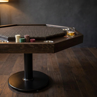 Lost Mill 8 Station Poker Table 1 Quantity in Mocha Oak 1 Pack — Studio Shot