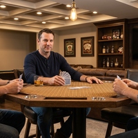 Lost Mill 8 Station Poker Table 1 Quantity in Mocha Oak 1 Pack — Lifestyle