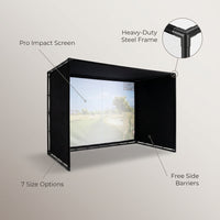 Simbox Golf Simulator Enclosure - 7 Sizes Available — infographic
