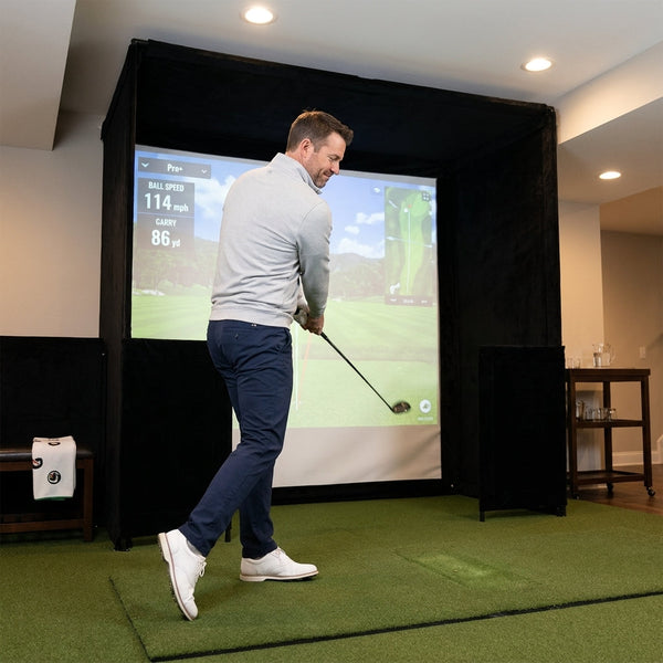 Golf Simulator Enclosure Built for Indoor Practice, Professional Impact Screen, 7 Size Options, Side Barriers