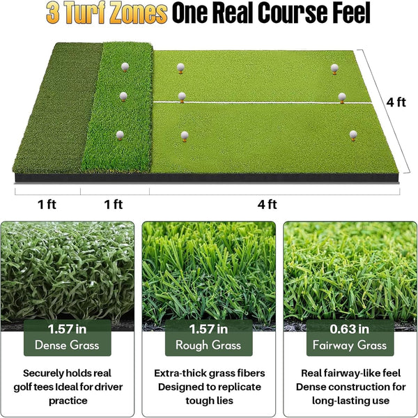Golf Hitting Mat 6X4Ft Golf Mats Practice Indoor Outdoor with 20Mm EVA Base Golf Practice Mat with 9 Hitting Holes Ideal for All Levels