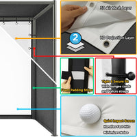 Golf Simulator Enclosure Kit 10 X 8 Ft, 4K-Ready Dual-Layer Projection Impact Screen, Safety Side Netting & Thick Foam Edge Padding for Indoor Home Garage Golf Cage Practice Training