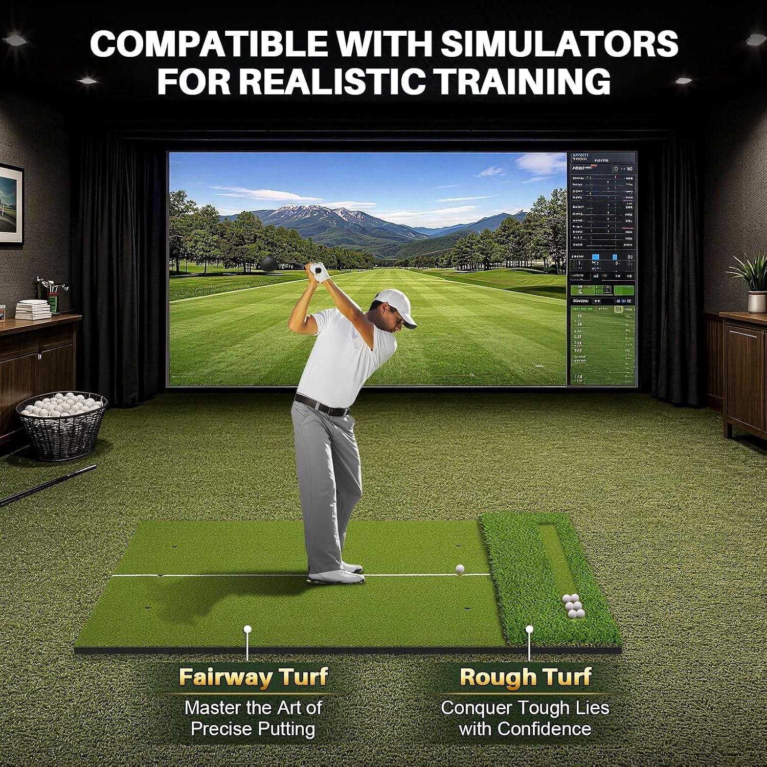 Golf Hitting Mat 6X4Ft with Updated 20Mm EVA Base & 40Mm Golf Turf | Golf Mats Practice Outdoor & Indoor for Golfers of All Levels, Golf Practice Mat with 9 Holes/Tees for Driving Chipping