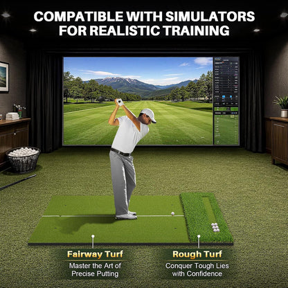 Golf Hitting Mat 6X4Ft with Updated 20Mm EVA Base & 40Mm Golf Turf | Golf Mats Practice Outdoor & Indoor for Golfers of All Levels, Golf Practice Mat with 9 Holes/Tees for Driving Chipping