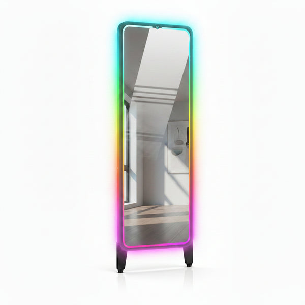 Smart Gym Mirror with 32 Inch FHD Touchscreen, Full-Length Fitness Mirror | 63" Smart Fitness Mirror with Android OS, Voice Control, Ideal for Home Gym, Yoga, Dance and Full-Body Workouts